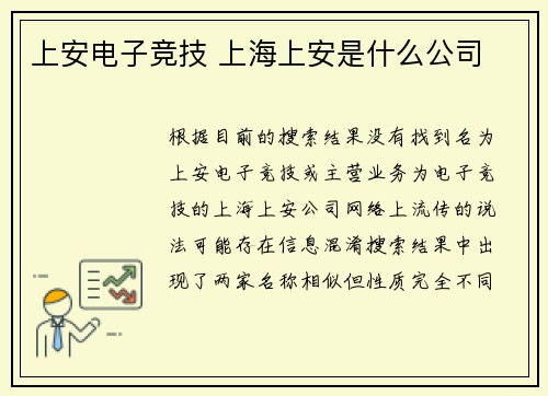 上安电子竞技 上海上安是什么公司